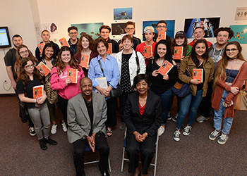 Group of students posing with David and Shirley Lacks