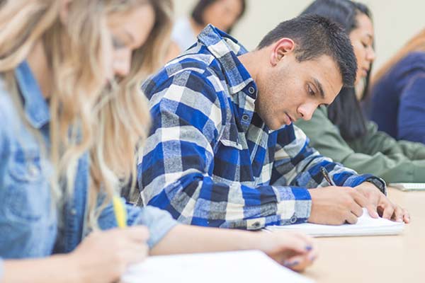 Three students working