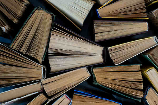 Old books piled up