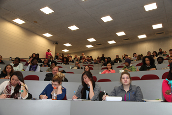students in auditorium