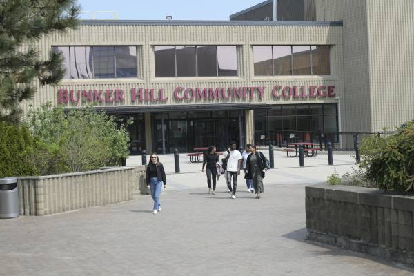 Students on the BHCC plaza