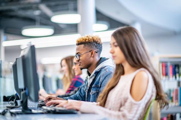 Students on computers