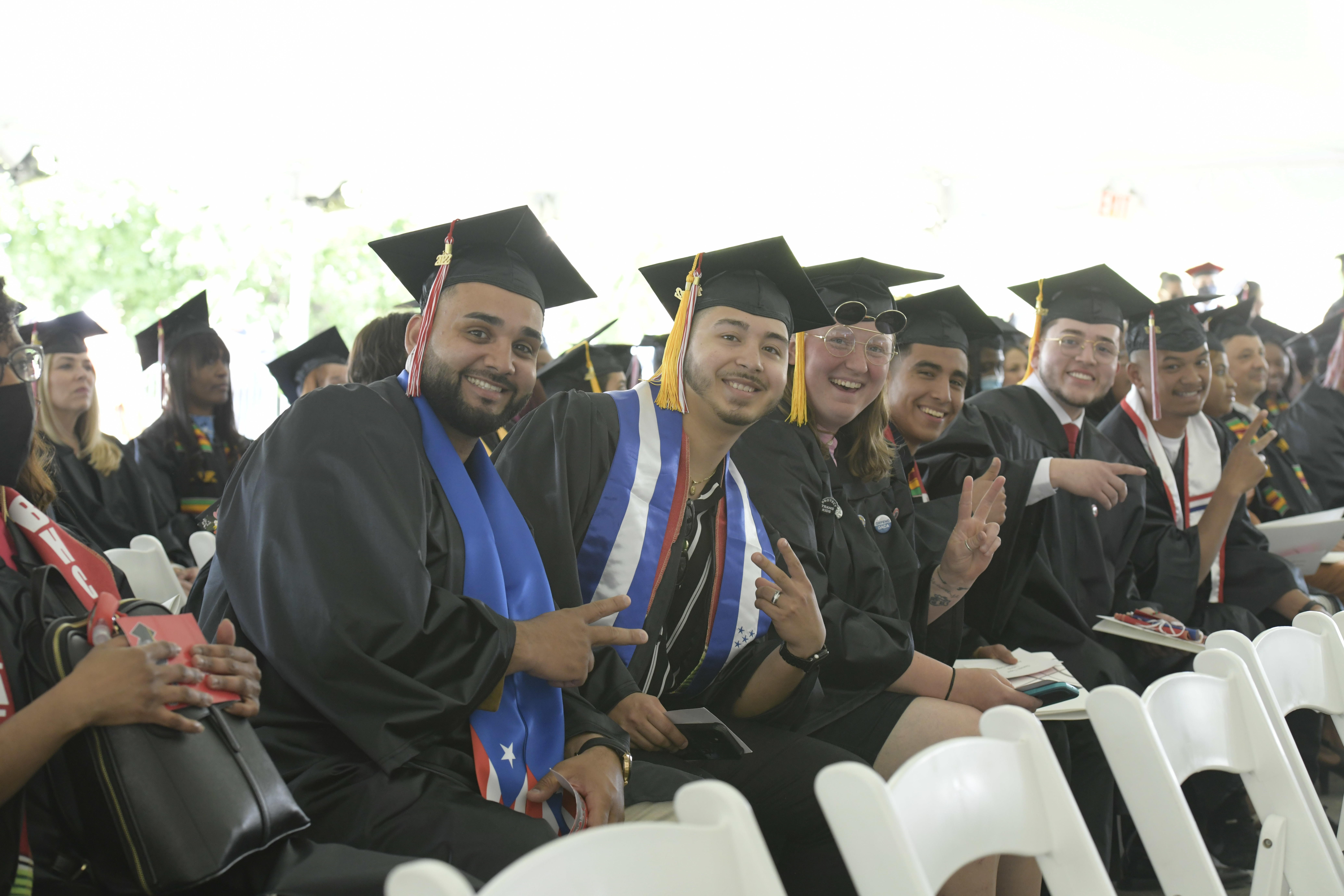 Graduating students posing