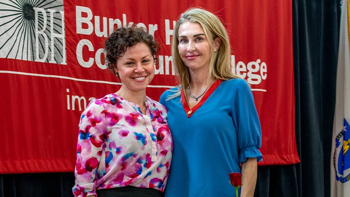 Nursing student posing with BHCC staff member