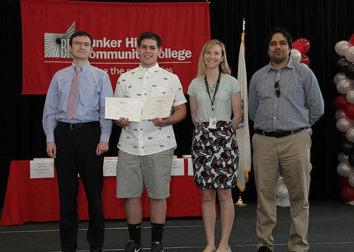 Dual enrollment student with certificate and teachers