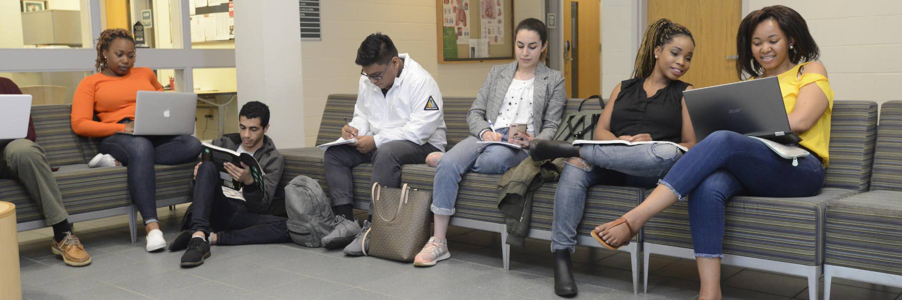 BHCC students in a student lounge.