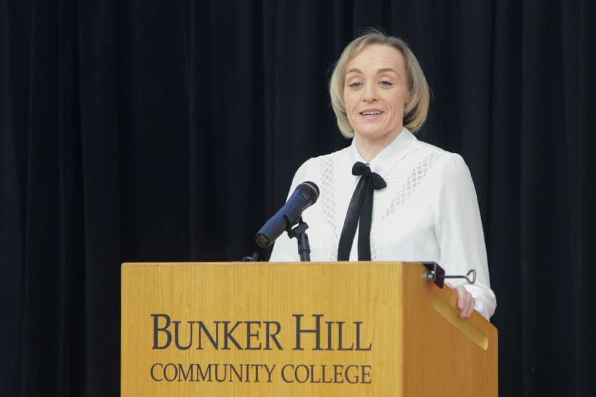 Nursing Student standing in a podium