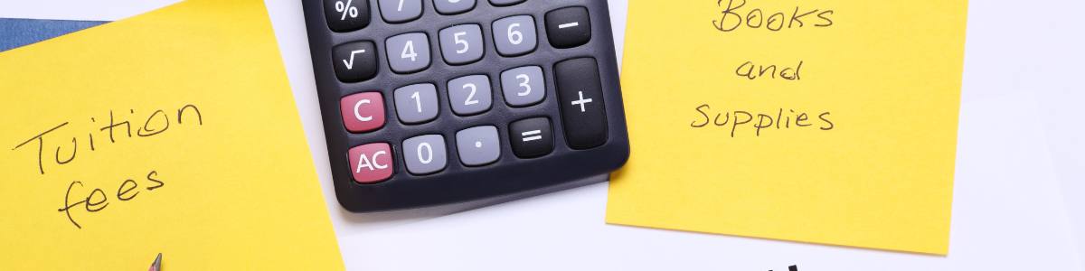 Calculator and two post-it notes.