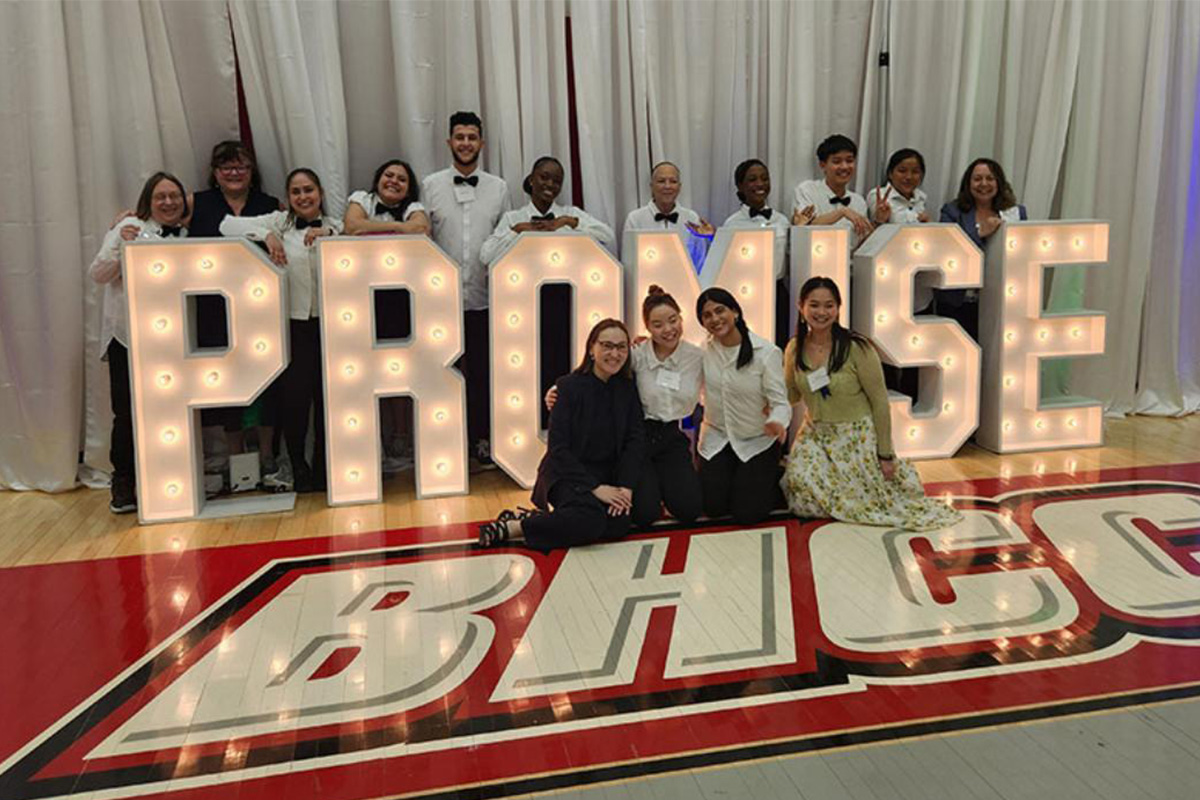 Students in front of the Gala sign