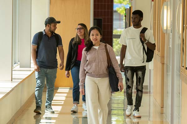 Students walking in hallway