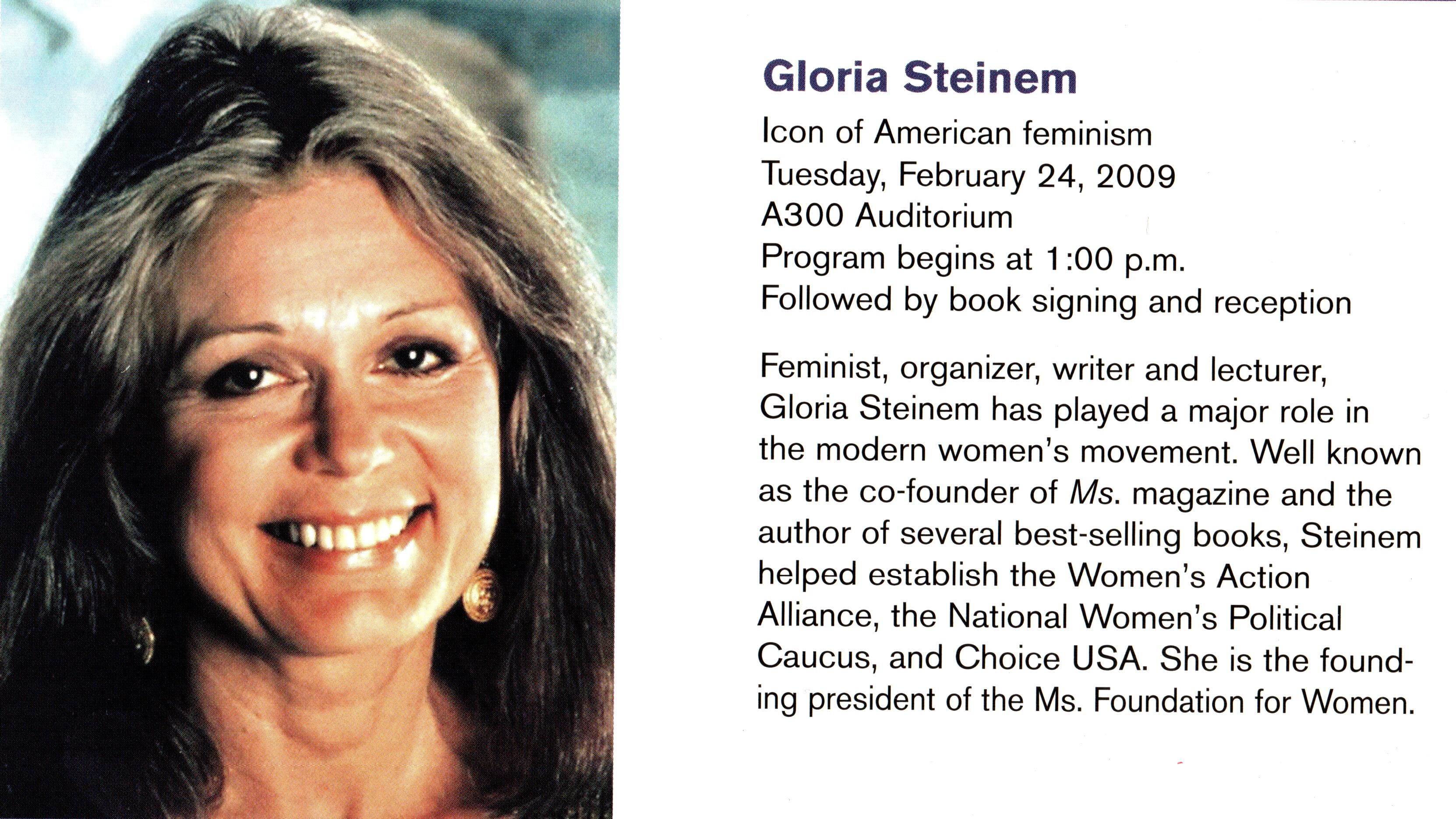 Gloria_Steinem09.jpg - February 24, 2009's Gloria Steinem's Compelling Conversations event flyer