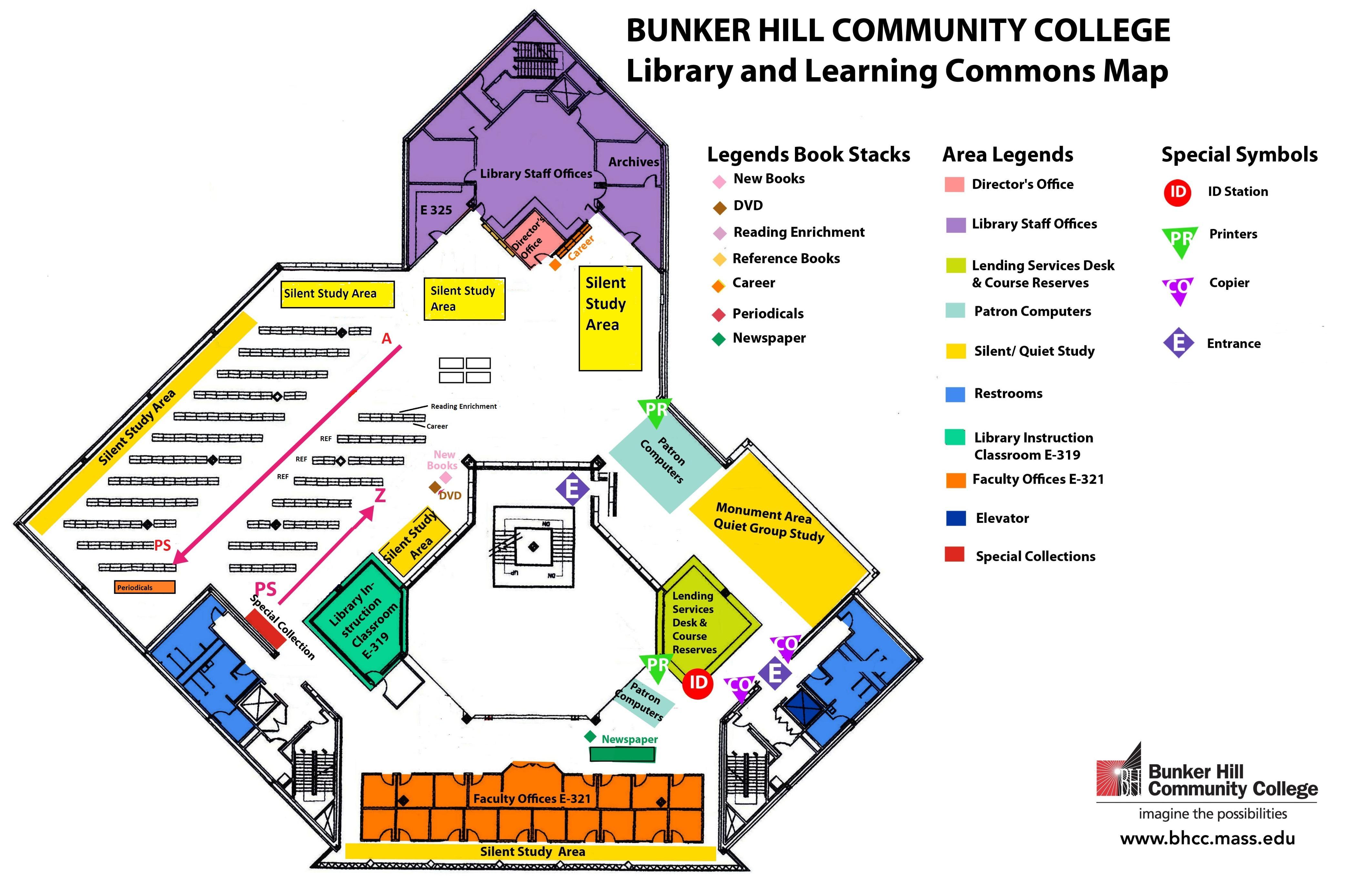 Library map bunker hill community college