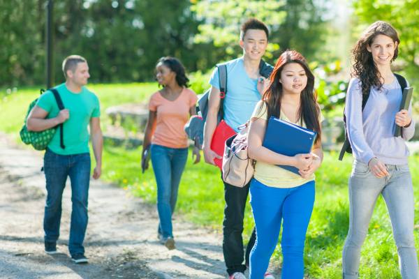 Students walking outdoors