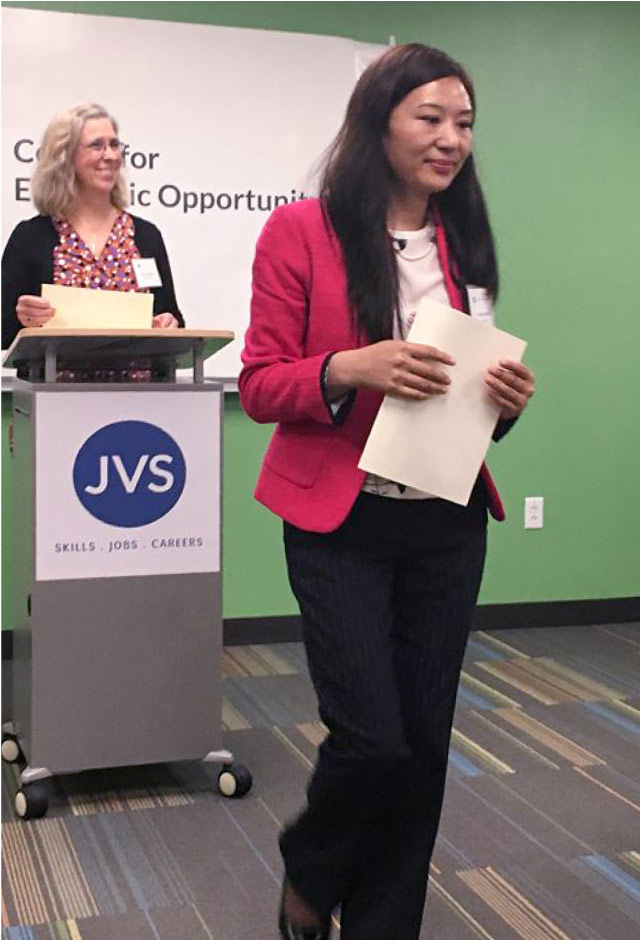 Dolma graduating from the CNA training program at JVS Boston