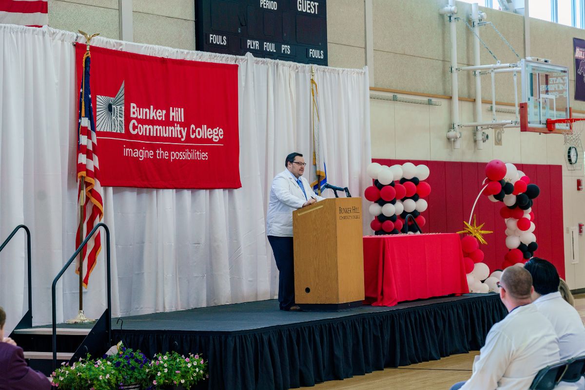 Student at podium
