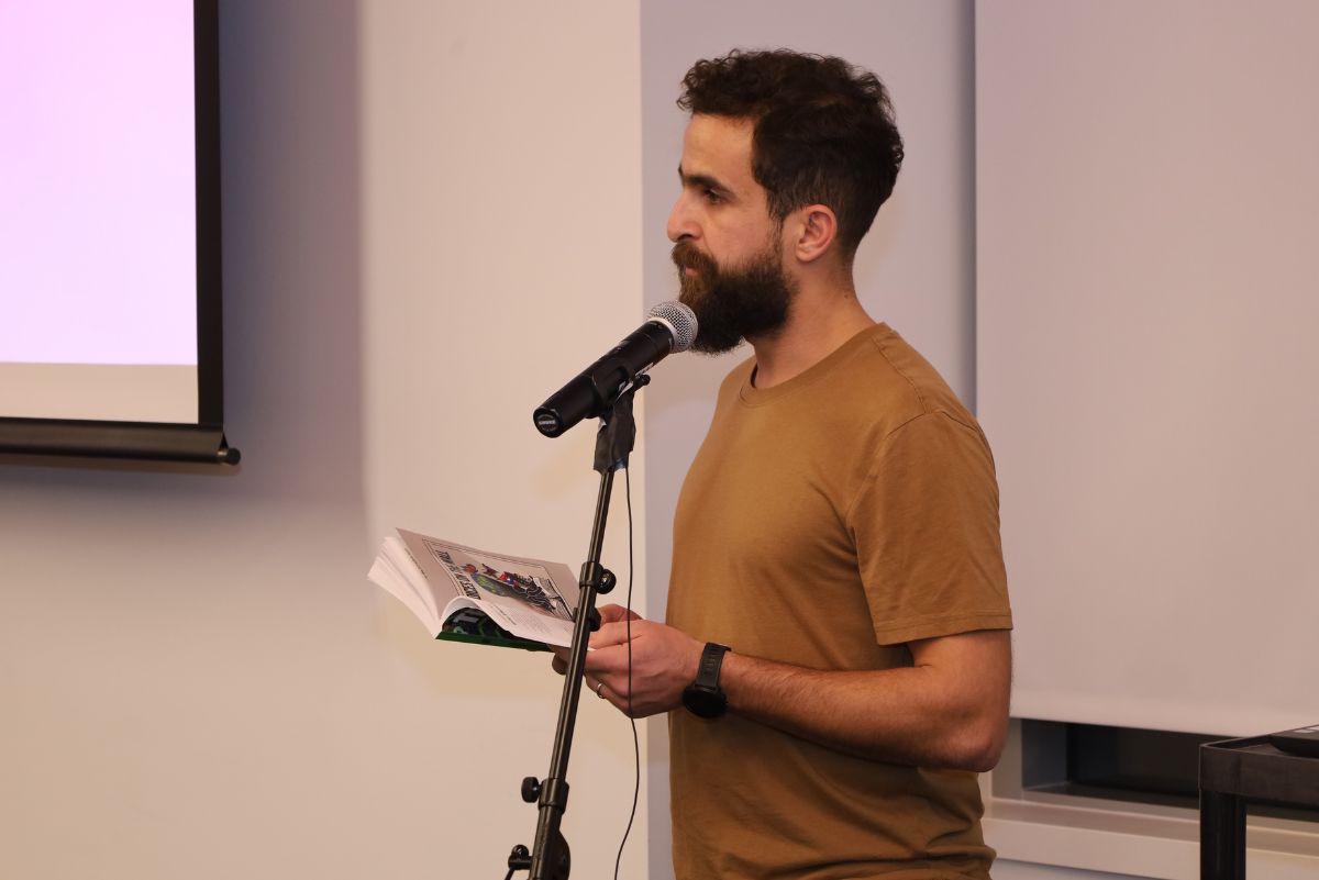 Student speaking at event