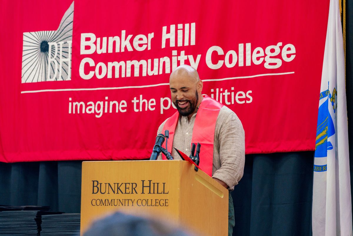 Student at podium