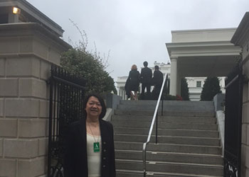 President Pam Eddinger arrives at the White House