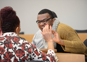 Terry McMillan and BHCC student