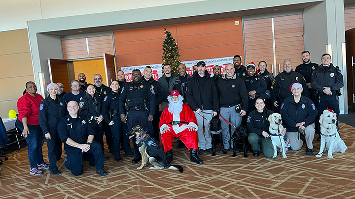 Officer at a holiday event