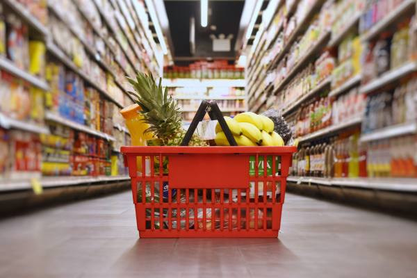 shopping basket in a grocery store