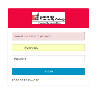 Invalid user name or password